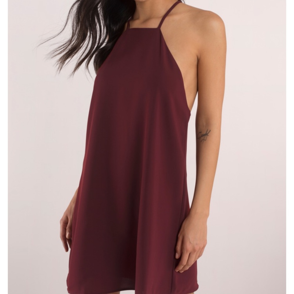 Maroon Halter Shift Dress